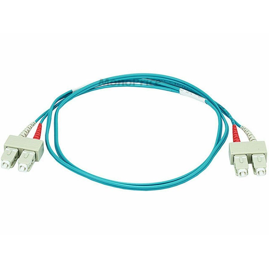 Monoprice OM3 Fiber Optic Cable - SC/SC UL 50/125 Type Multi-Mode 10GB Aqua 15m Corning