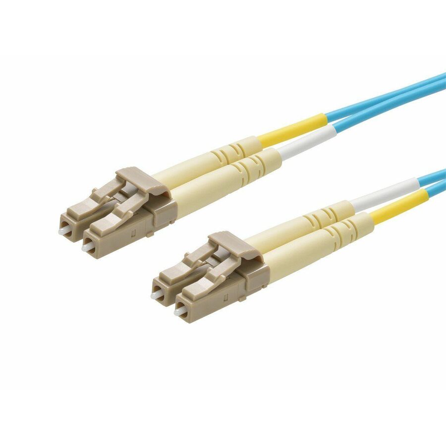 Monoprice Multi-Mode OM4 Fiber Optic Cable - LC-LC UL 2mm 50/125 OFNR Duplex Aqua 1m