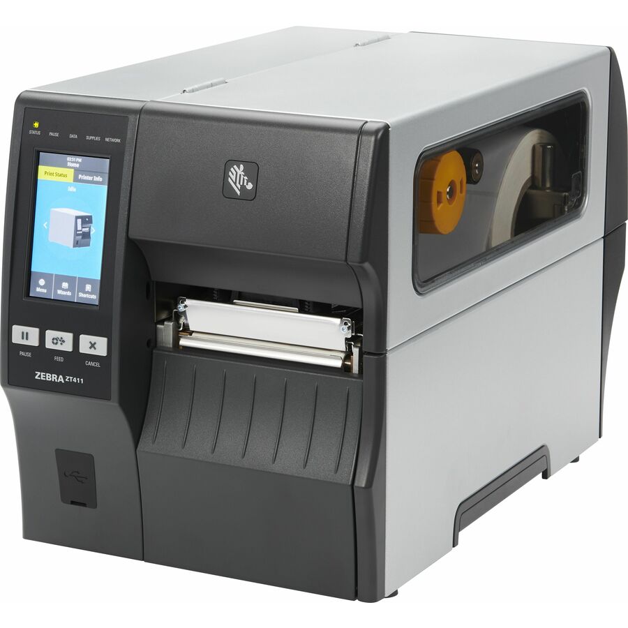 Zebra ZT411 Industrial, Manufacturing, Transportation & Logistic, Retail, Healthcare, Distribution Center, Asset Tracking, Pharmacy, Laboratory Thermal Transfer Printer - Monochrome - Desktop - Label Print - Fast Ethernet - USB - USB Host - Serial - Bluetooth 4.1, 4.2 - IEEE 802.11ac Wireless LAN - Near Field Communication (NFC) - RFID - US - With Cutter