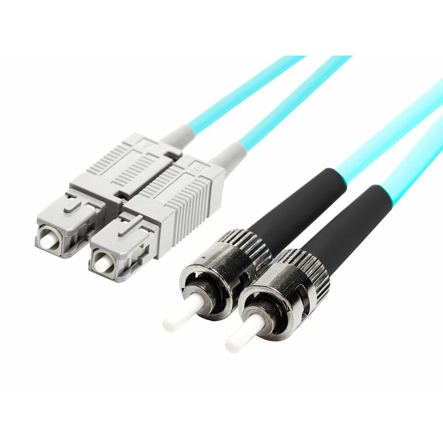 Monoprice Multi-Mode OM4 Fiber Optic Cable - SC-ST UL 3mm 50/125 OFNR Duplex Aqua 1m