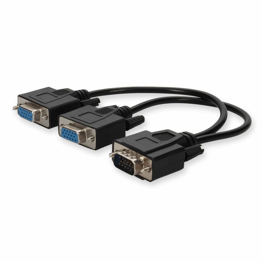 AddOn VGA Male to 2xVGA Female Black Adapter For Resolution Up to 1920x1200 (WUXGA)