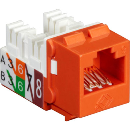 Black Box 25-PK Orange Unshielded CAT6 Keystone Jack, 110 Punchdown, TAA