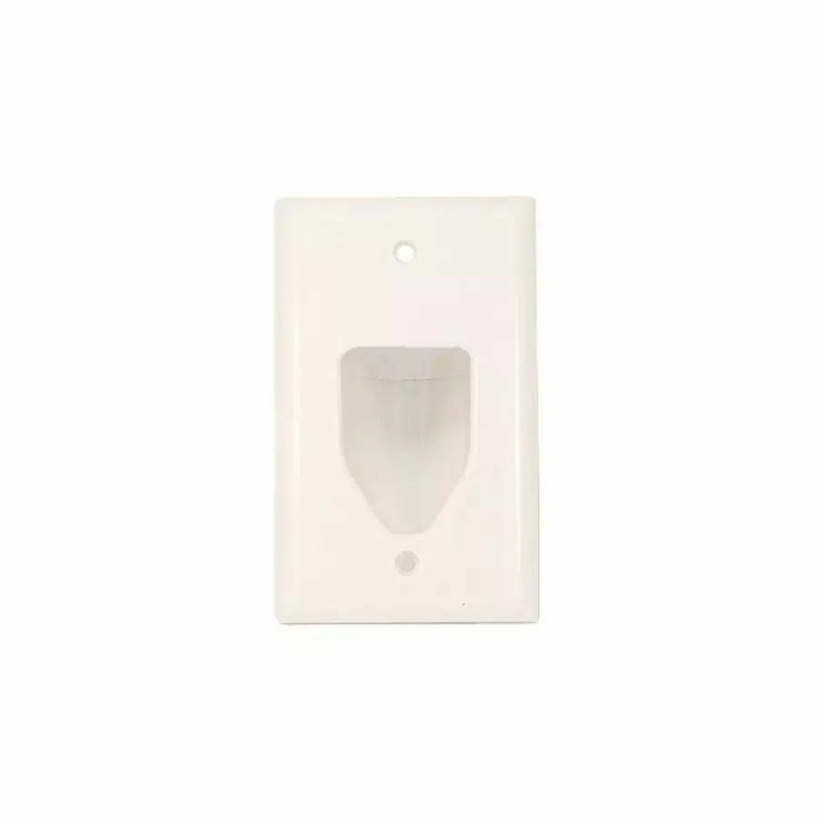 Monoprice Datacomm 1-Gang Recessed Low Voltage Cable Wall Plate, White