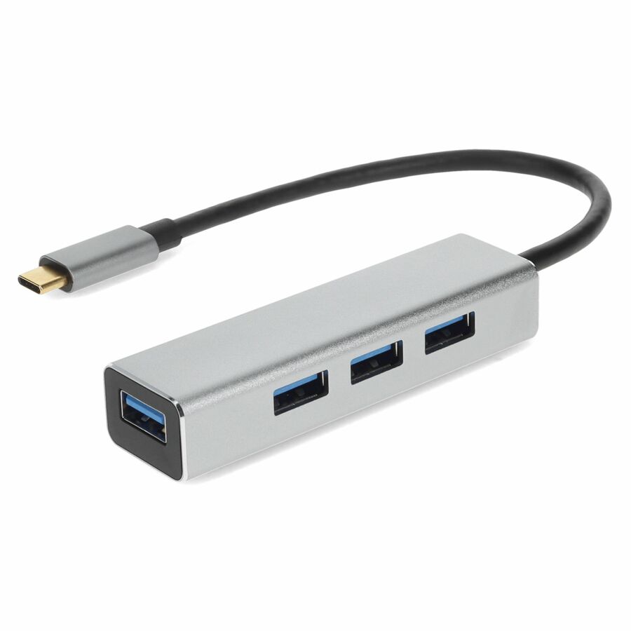 AddOn 8in USB C Male to 4xUSB A 3.0 Female Hub with Aluminum Housing