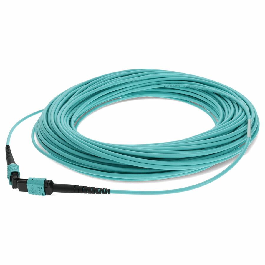 AddOn 30m MPO/UPC to MPO/UPC Aqua OM4 OFNR (Riser-Rated) 12-Strand Fiber Patch Cable