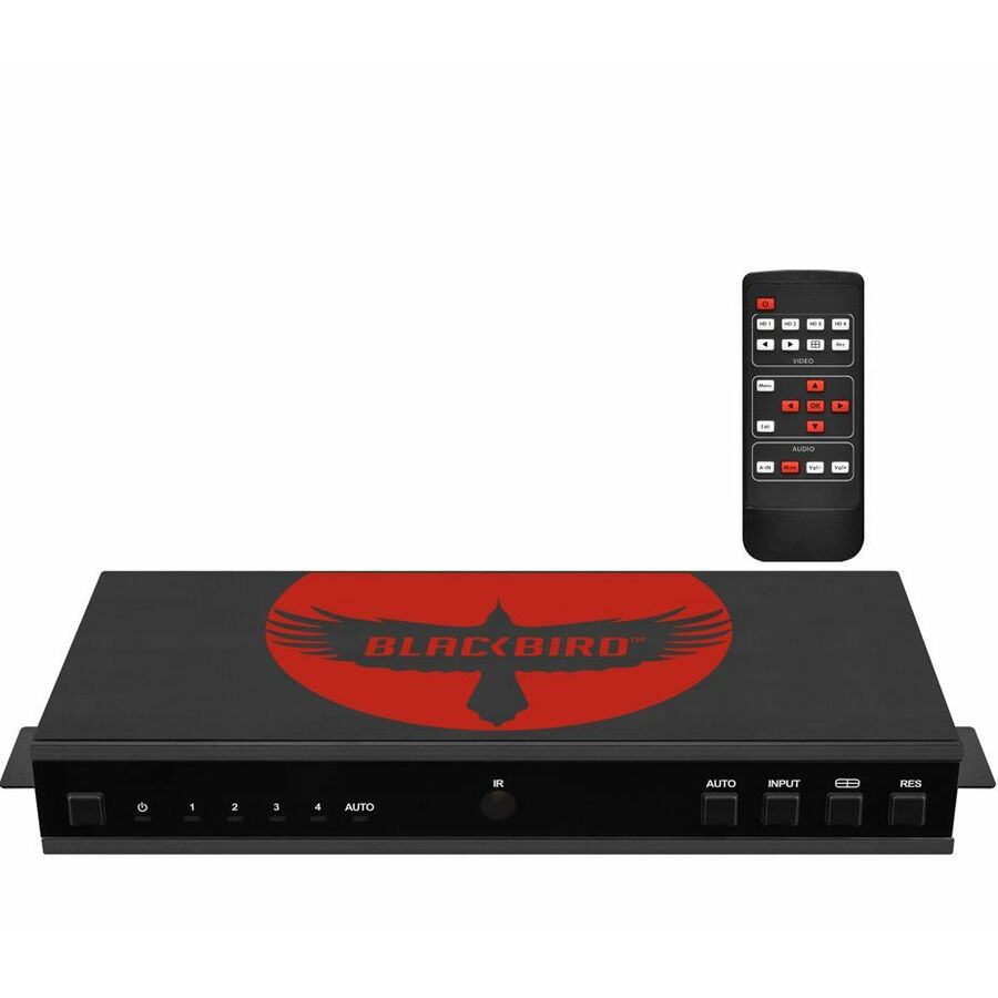 Monoprice Blackbird 4K60 4x1 Multiviewer, Seamless Quad View Switcher for Professional AV Installations, with Audio Extraction, RS232 Control