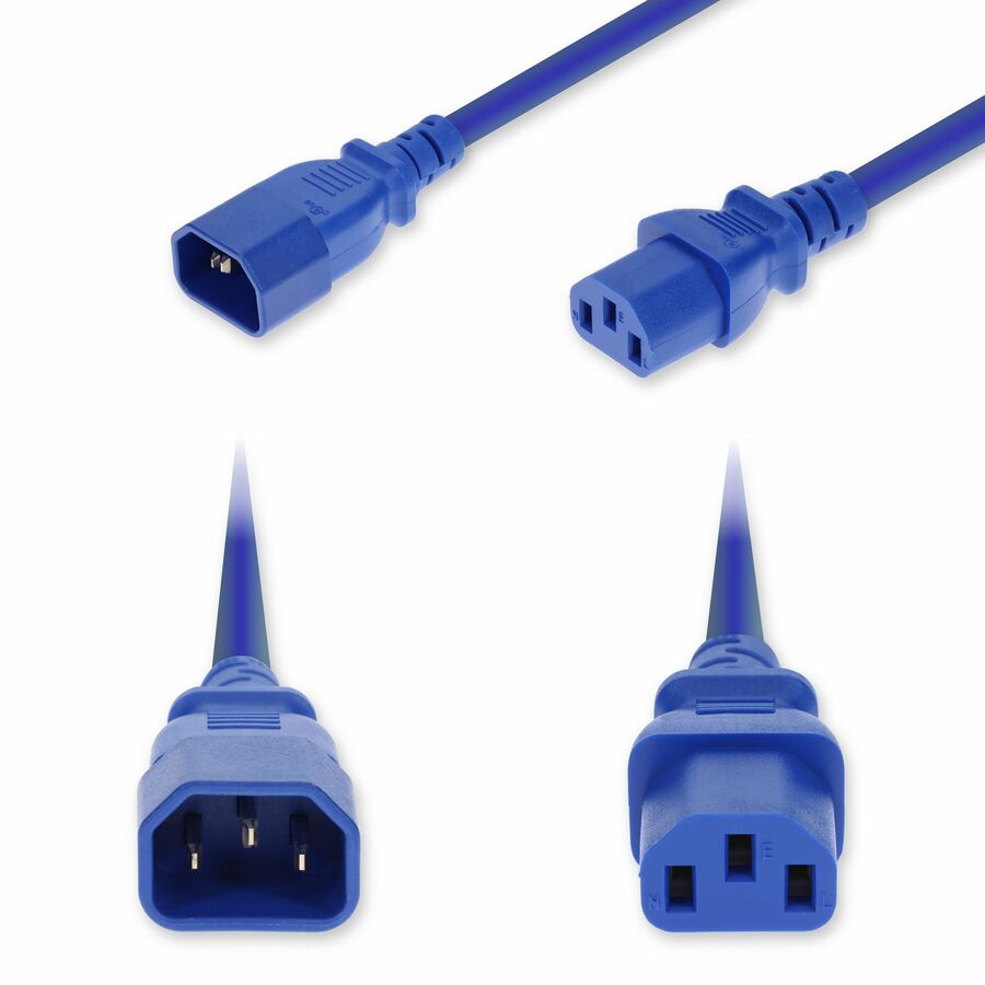 AddOn 4ft C14 Male to C13 Female Standard Commercial 14 AWG 250V at 15A PVC SJT (Service Junior Thermoplastic) Blue Power Cable