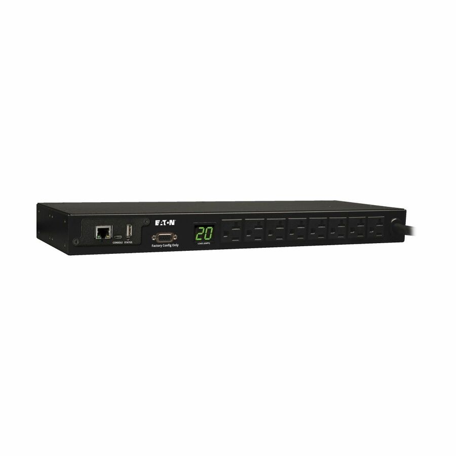 Tripp Lite by Eaton PDU 1.9kW Single-Phase Monitored PDU 120V Outlets (8 5-15/20R) L5-20P/5-20P Adapter 12 ft. (3.66 m) Cord 1U Rack-Mount LX Platform Interface TAA
