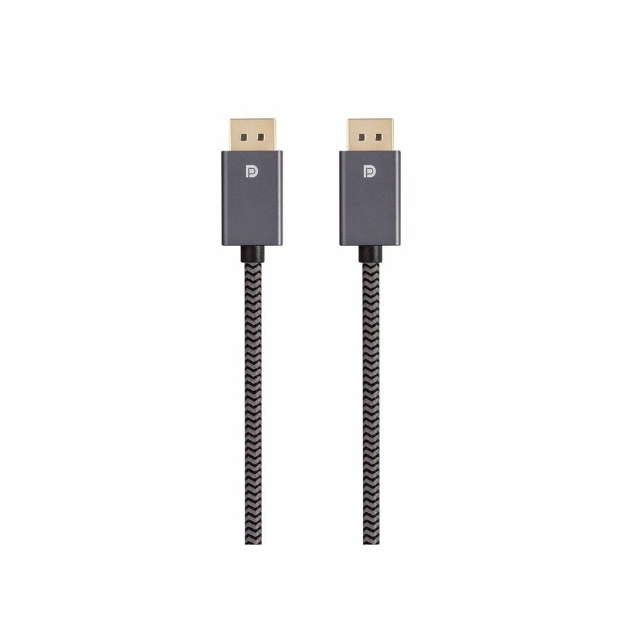 Monoprice DisplayPort 1.4 EasyPlug Nylon Braided Cable, 6ft, Gray (10 Pack)