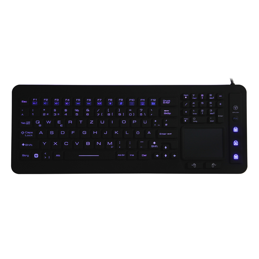 DSI WATERPROOF IP68 FULL SIZE LED BACKLIT KEYBOARD WITH TOUCHPAD