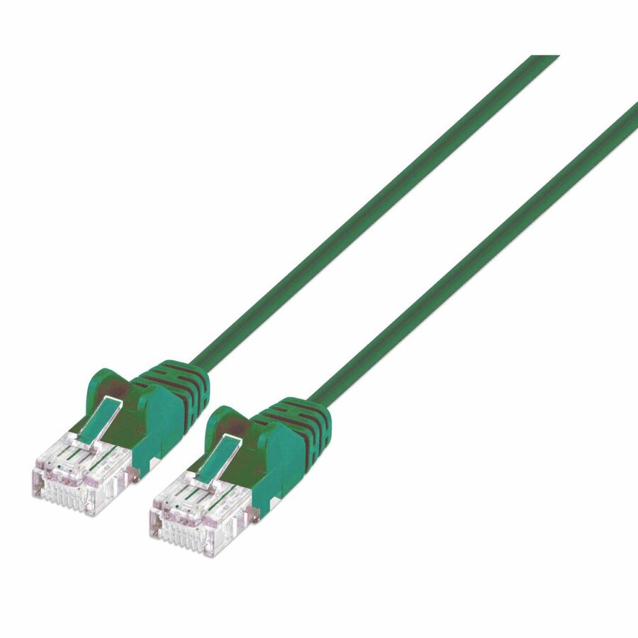 Intellinet Cat6 U/UTP Slim Network Patch Cable, 10 ft., Green