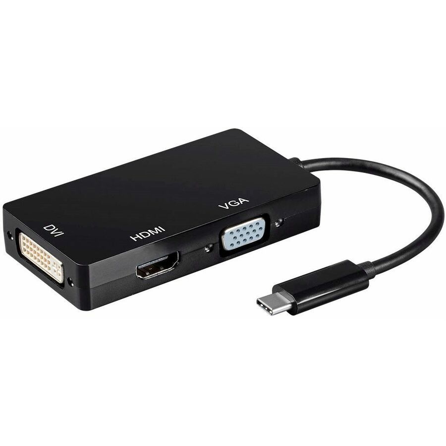 Monoprice USB-C to 4K HDMI Single Link DVI and VGA Passive Adapter Black