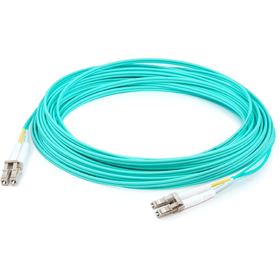 AddOn 31m LC to LC Aqua OM4 Duplex OFNR (Riser-Rated) Fiber Patch Cable