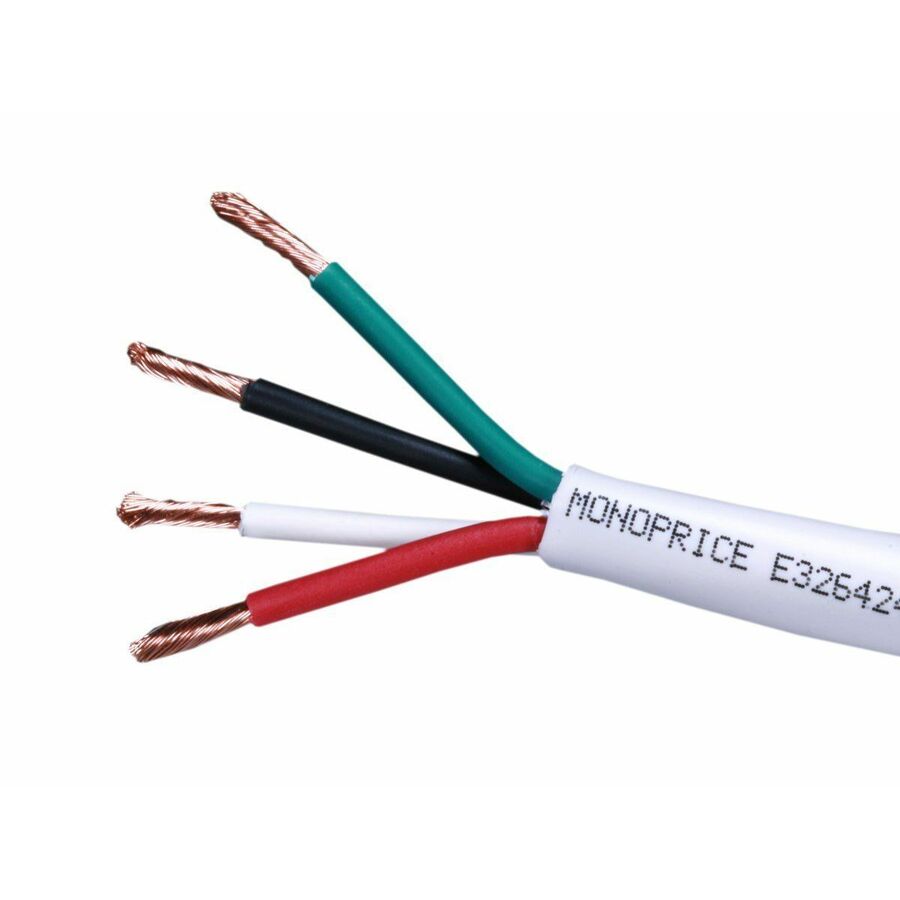 Monoprice Speaker Wire, CL2 Rated, 4-Conductor, 18AWG, 1000ft, White