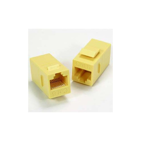Unirise Cat6 RJ45 Keystone In-line Coupler, Yellow