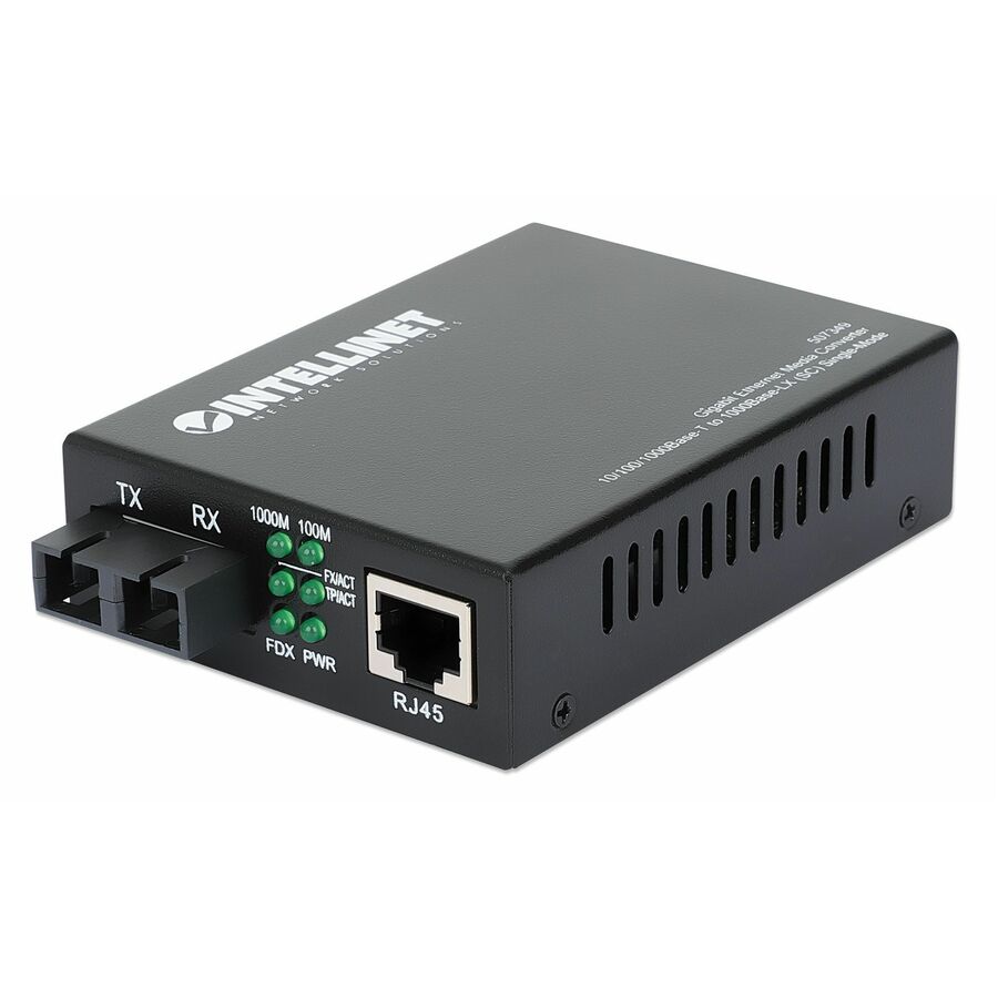 Gigabit Ethernet Single Mode Media Converter, 10/100/1000Base-T to 1000Base-Lx (SC) Single-Mode, 20km