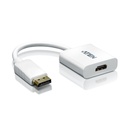 Aten DisplayPort to HDMI Adapter - DisplayPort/HDMI for Audio/Video Device, Notebook - 1 Pack - 1 x DisplayPort Male Digital Audio/Video - 1 x HDMI Female Digital Audio/Video - White