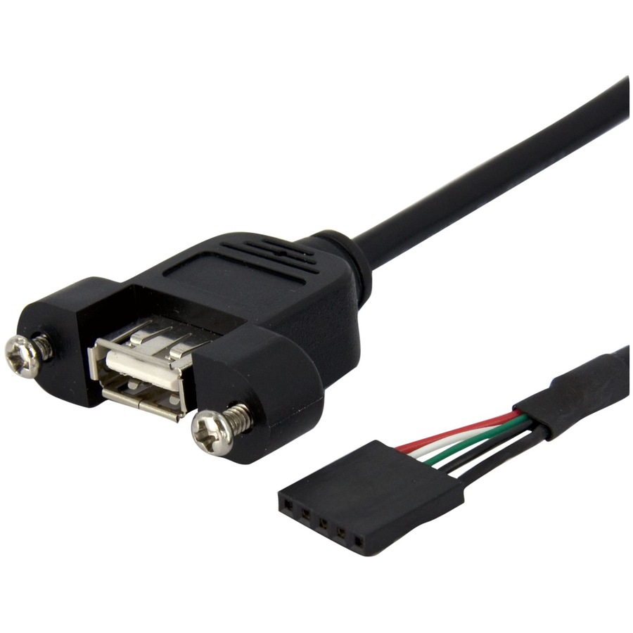 StarTech 3 ft Panel Mount USB Cable - USB A to Motherboard Header Cable F/F