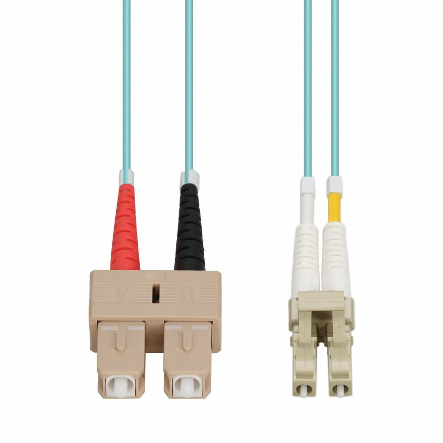 AddOn 1m SC to LC Aqua OM4 Duplex OFNR (Riser-Rated) Fiber Patch Cable, MMF (Multi Mode), 50/125