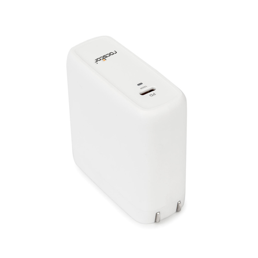 Rocstor 100W Smart USB-C Power Adapter - A/C Charger for Apple® MacBook®, MacBook Air®, MacBook Pro® 13" (61W), MacBook Pro® 14" (67W), MacBook Pro® 15.6" (87W), MacBook Pro® 16" (96W) with USB=C, Chromebook®, HP®, Dell®, Lenovo® - Compatible with any USB-C-enabled Laptop device up to 100W - UL & FCC/CE Certified - GaN technology - White