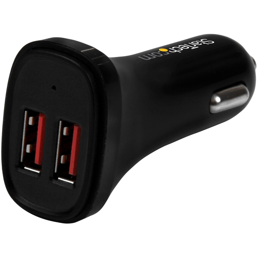 StarTech Dual Port USB Car Charger - Black - High Power 24W/4.8A - 2 port USB Car Charger - Charge two tablets at once