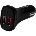 StarTech Dual Port USB Car Charger - Black - High Power 24W/4.8A - 2 port USB Car Charger - Charge two tablets at once