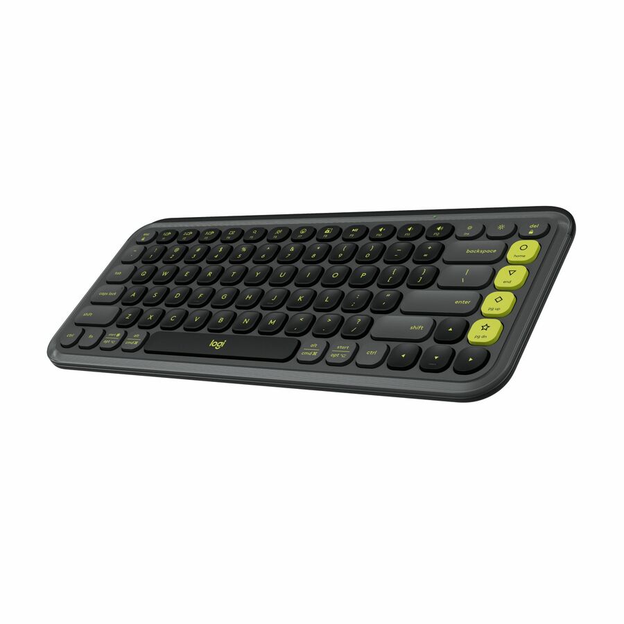 Logitech POP ICON KEYS Wireless Bluetooth Keyboard, Comfortable Typing, Programmable Keys, Easy-Switch Between up to 3 Devices (Graphite & Green) - Wireless Connectivity - Bluetooth - 5.1 - 32.81 ft - USB Interface - Easy-Switch, Power Switch Hot Key(s) - ChromeOS, Windows 10, Windows 11, Mac OS X 12.0 Monterey, Linux, Android 12, iOS 15, iPadOS 15 - PC, Mac - Recycled Plastic - AAA Battery Size Supported - Graphite, Green
