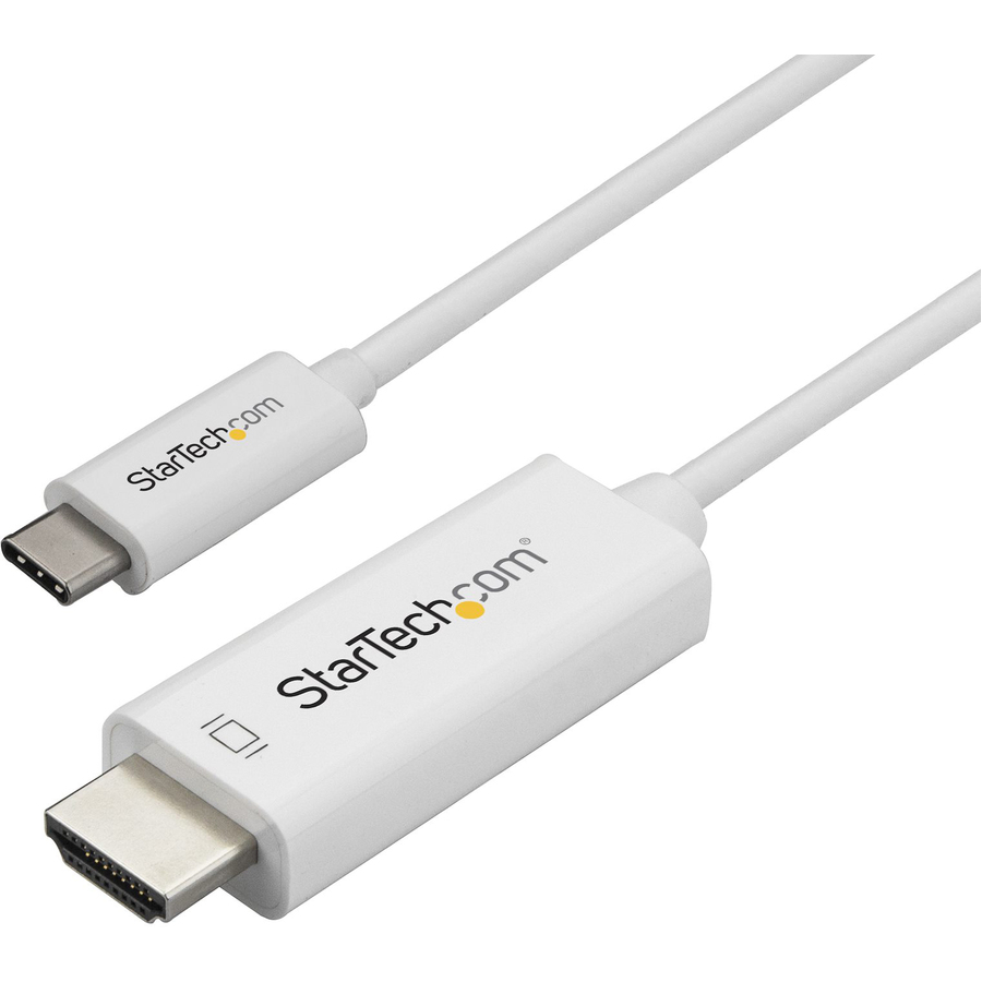 StarTech.com 3ft (1m) USB C to HDMI Cable - 4K 60Hz USB Type C DP Alt Mode to HDMI 2.0 Video Display Adapter Cable - Works w/Thunderbolt 3 - White 3.3ft/1m USB Type C DP Alt Mode HBR2 to HDMI 2.0 Cable 4K 60Hz/1080p | 7.1 Audio | HDCP 2.2/1.4 - Video Adapter cable for reliable connection - Compatible w/ Thunderbolt 3 and range of monitors/displays/projectors - No Drivers OS independent