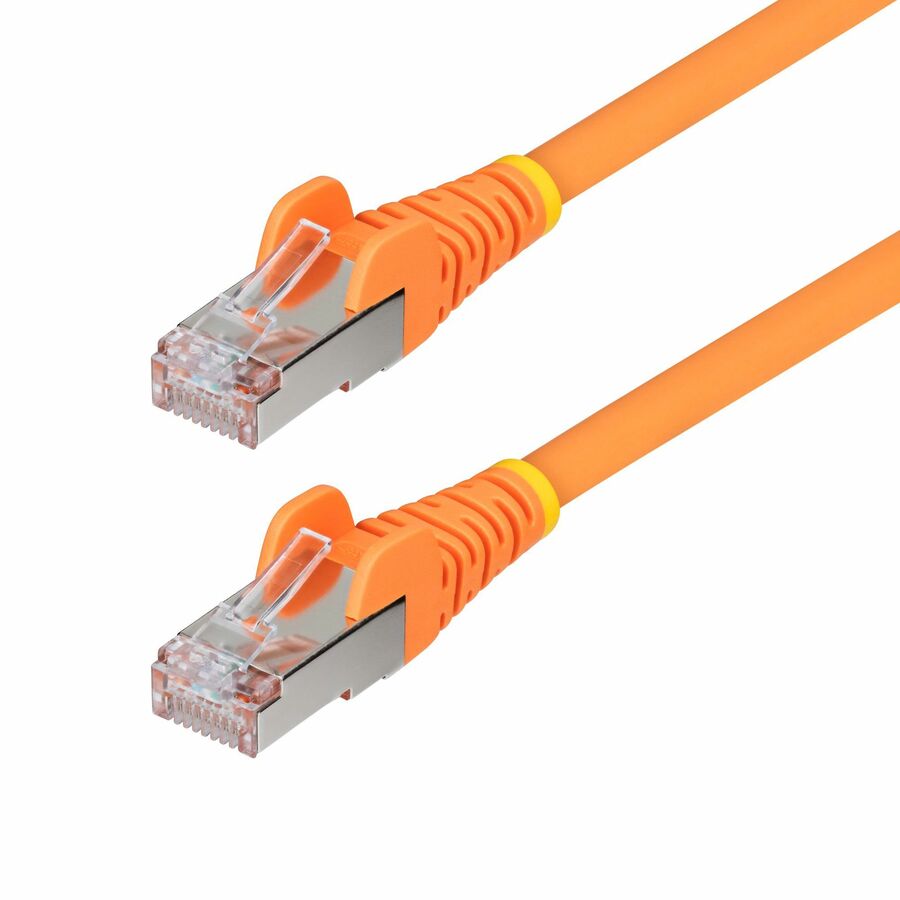 StarTech.com 1ft Orange CAT6a Ethernet Cable, Snagless RJ45, 10G, 100W PoE, S/FTP, LSZH, 27AWG Pure Copper, 500MHz, Shielded Network Cord - Snagless S/FTP Cat6a cable supports 10Gbps and 500MHz; Ideal for 10GBASE-T networks/switches; Low Near-End Crosstalk (NEXT) and Return Loss (RL); Fluke Tested/ETL; 100W PoE; Gold-Plated RJ45; 27AWG bare copper wire w/shield; Flexible LSZH jacket