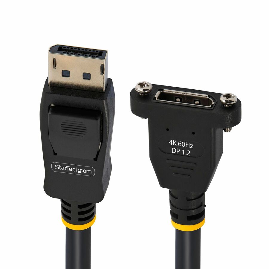 StarTech 3ft (1m) Panel Mount DisplayPort Cable, 4K x 2K Video, DisplayPort 1.2 Extension Cable Male to Female, DP Extender Cord
