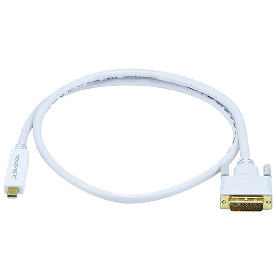 Monoprice 3ft 32AWG Mini DisplayPort to DVI Cable - White