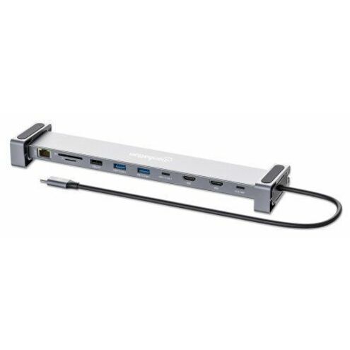 Manhattan USB-C PD 10-in-1 Dual-HDMI Monitor Docking Station / Multiport Hub