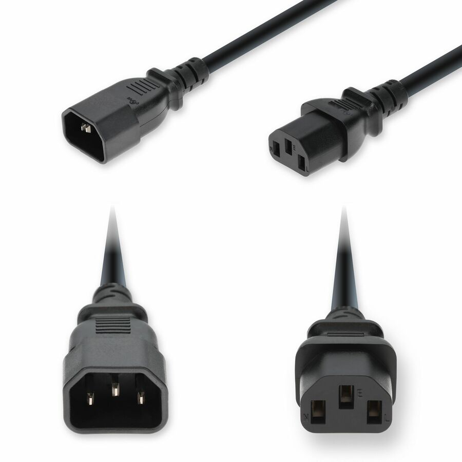 AddOn 6ft C14 Male to C13 Female Standard Commercial 18 AWG 250V at 10A PVC SJT (Service Junior Thermoplastic) Black Power Cable