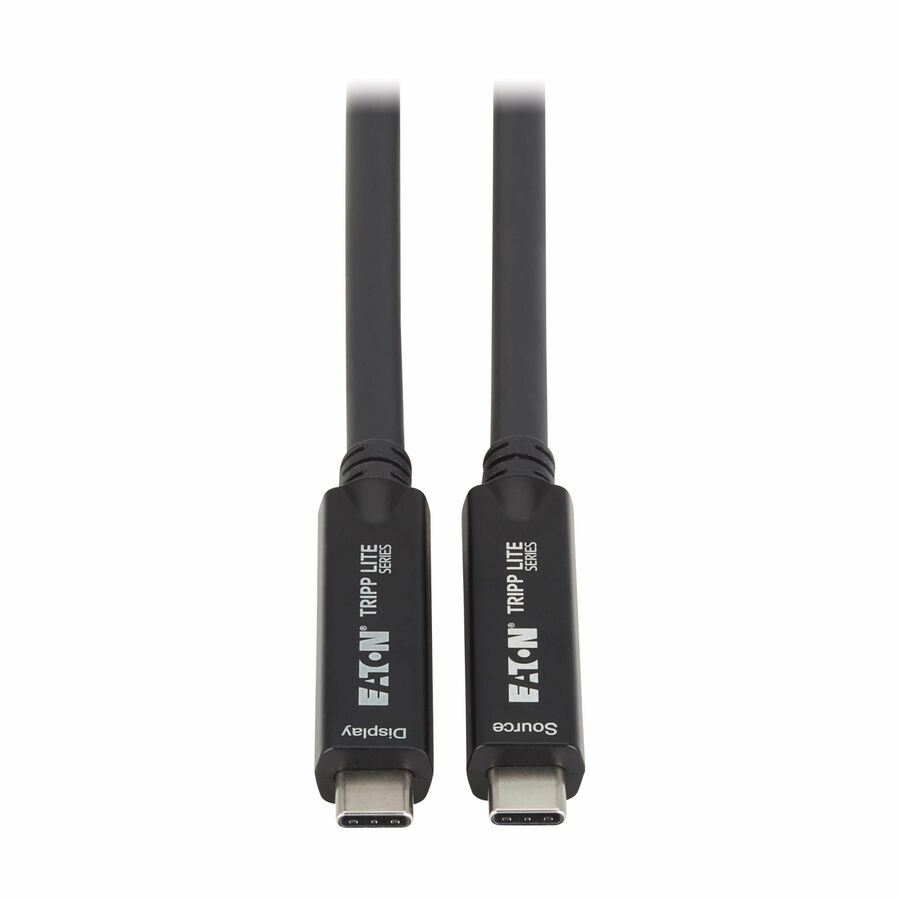 Eaton Tripp Lite Series USB-C to USB-C Full-Function Fiber Active Optical Cable (AOC) - USB 3.2 Gen 2 (10 Gbps), 8K, HDR, 4:4:4, 60W PD Charging, M/M, Black, 10 m (33 ft.)