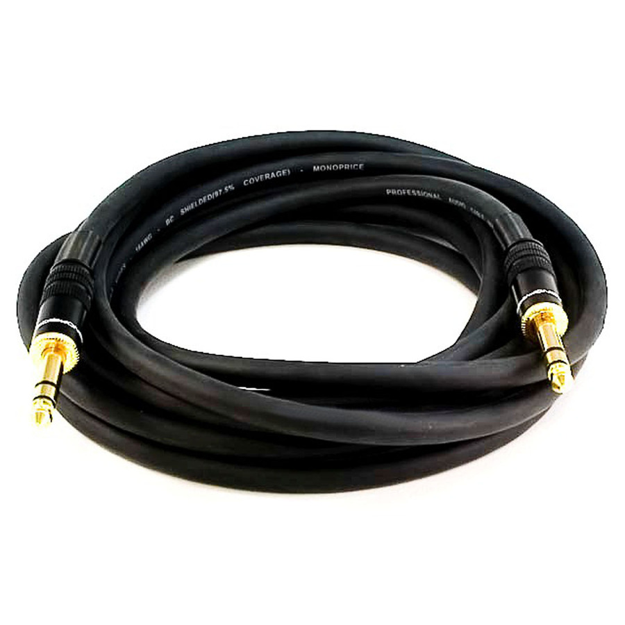 Monoprice 15ft Premier Series 1/4-inch (TRS) Male to Male 16AWG Cable (Gold Plated)