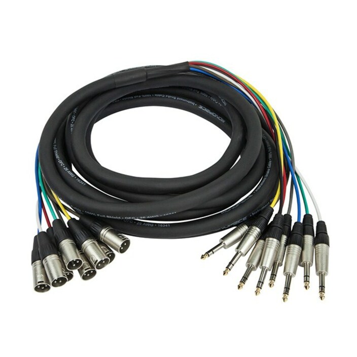 Monoprice 6 Meter (20ft) 8-Channel 1/4inch TRS Male to XLR Male Snake Cable