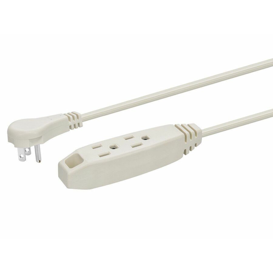 Monoprice 3-Outlet Flat Plug Household Extension Cord, 16AWG, 13A, SPT-2, White, 10ft