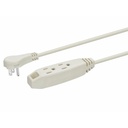Monoprice 3-Outlet Flat Plug Household Extension Cord, 16AWG, 13A, SPT-2, White, 10ft