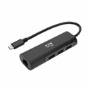 Eaton Tripp Lite Series 3-Port USB 3.x (5Gbps) Hub with LAN Port, USB-C to 3x USB-A Ports and Gigabit Ethernet, Black