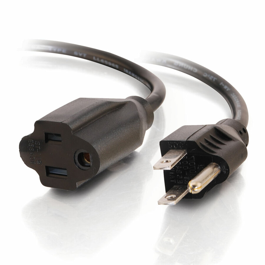 C2G 1ft Power Extension Cord - 18 AWG - Outlet Saving Cord
