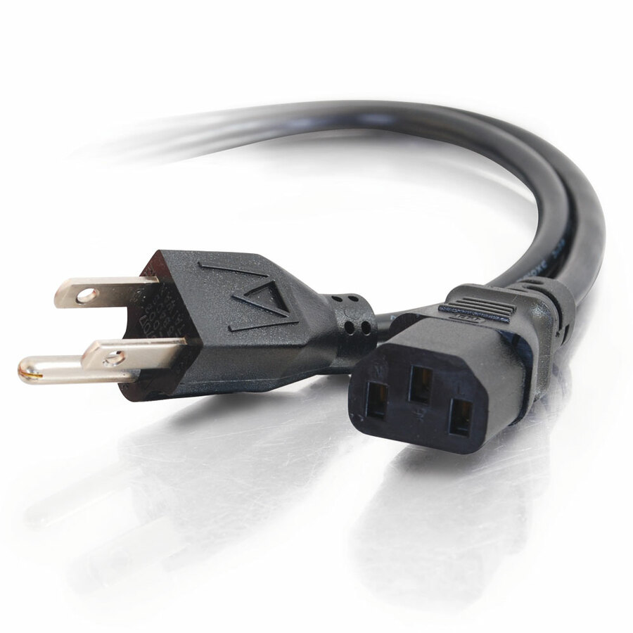 C2G 10ft Power Cord - 18 AWG - NEMA 5-15P to IEC320C13 - Computer Power