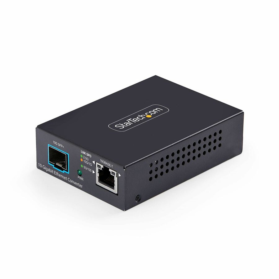 StarTech 10GbE Multi-Gigabit Open SFP+ Fiber Media Converter, Standalone Ethernet RJ-45 to 10GBASE-X SFP+, Single/Multi-Mode, TAA
