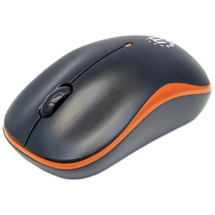 Success Wireless Mouse, Black/Orange, 1000dpi, 2.4Ghz (up to 10m), USB, Optical, Three Button with Scroll Wheel, USB micro receiver, AA battery (included), Low friction base, Three Year Warranty
