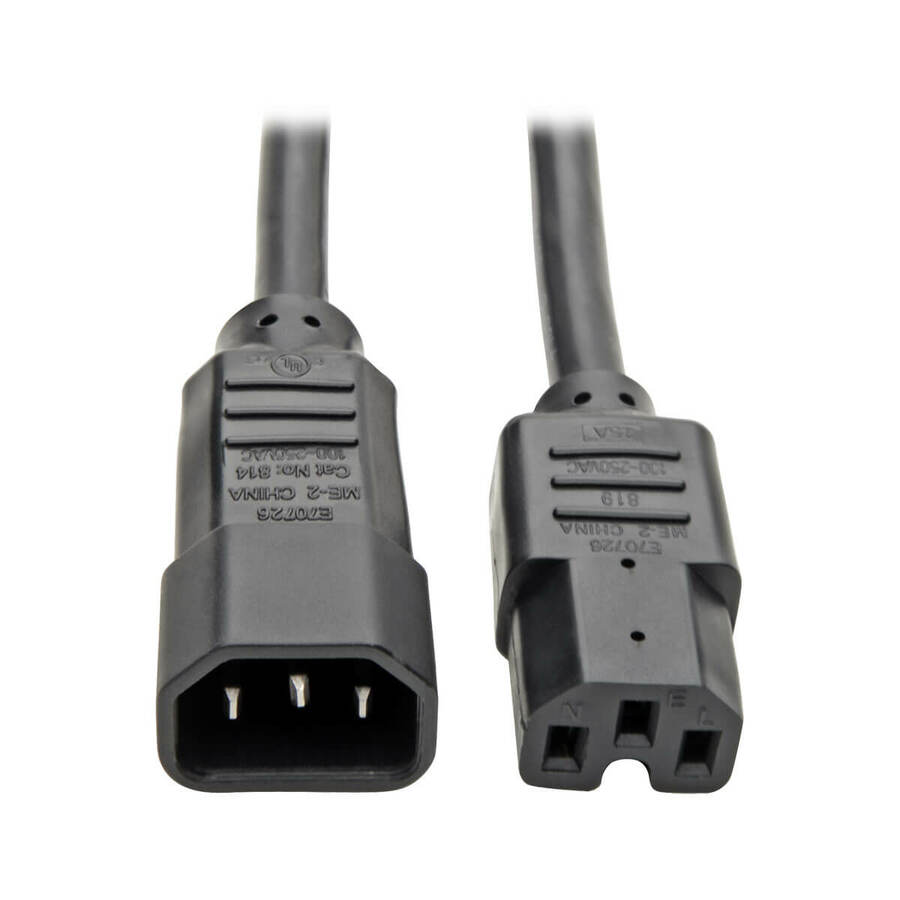 Tripp Lite by Eaton Power Cord C14 to C15 - Heavy-Duty 15A 250V 14 AWG 3 ft. (0.91 m) Black