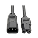 Tripp Lite by Eaton Power Cord C14 to C15 - Heavy-Duty 15A 250V 14 AWG 3 ft. (0.91 m) Black