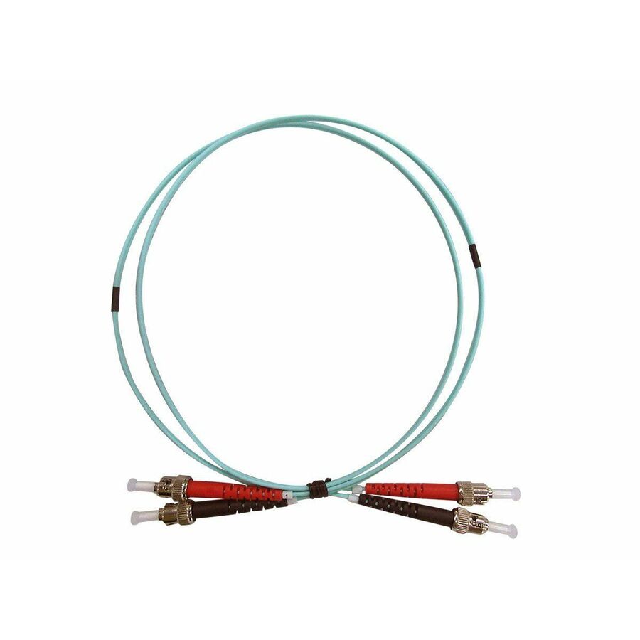 Monoprice Multi-Mode OM4 Fiber Optic Cable - ST-ST UL 3mm 50/125 OFNR Duplex Aqua 1m