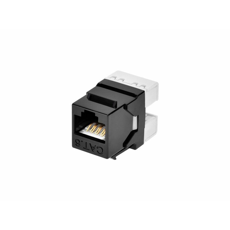 Monoprice Cat6 RJ45 180-Degree Dual IDC Keystone for 22-24AWG Solid Wire, Black