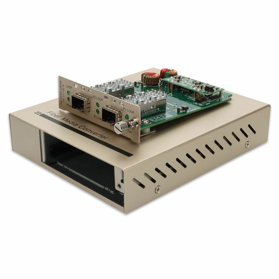 AddOn 10G OEO Converter (3R Repeater) with 2 Open SFP+ Slots Standalone Media Converter Card Kit with DC Power Supply