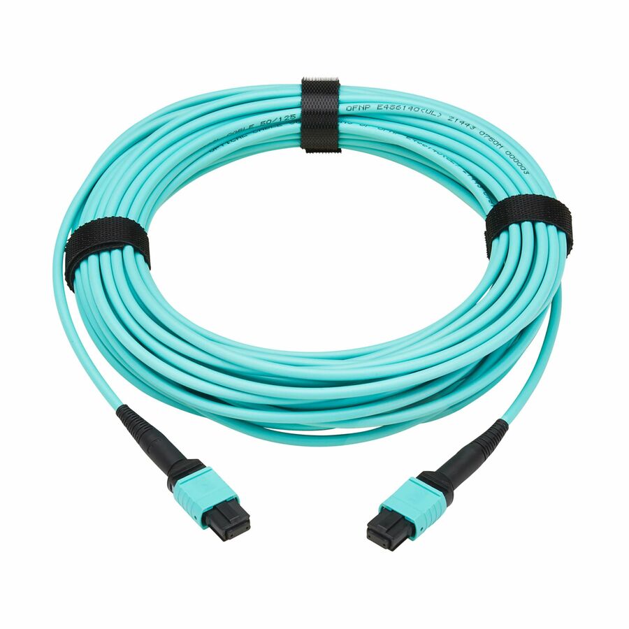 Eaton Tripp Lite Series 40/100/400G Multimode 50/125 OM3 Fiber Optic Cable (8F MPO/MPO-PC F/F), Type-A Polarity, OFNP, Aqua, 10 m (32.8 ft.)