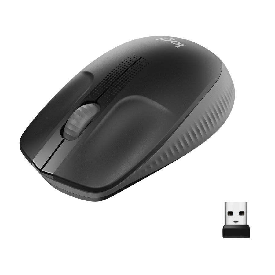 Logitech Wireless Mouse M190 - Full Size Ambidextrous Curve Design, 18-Month Battery with Power Saving Mode, Precise Cursor Control & Scrolling, Wide Scroll Wheel, Thumb Grips (Charcoal)